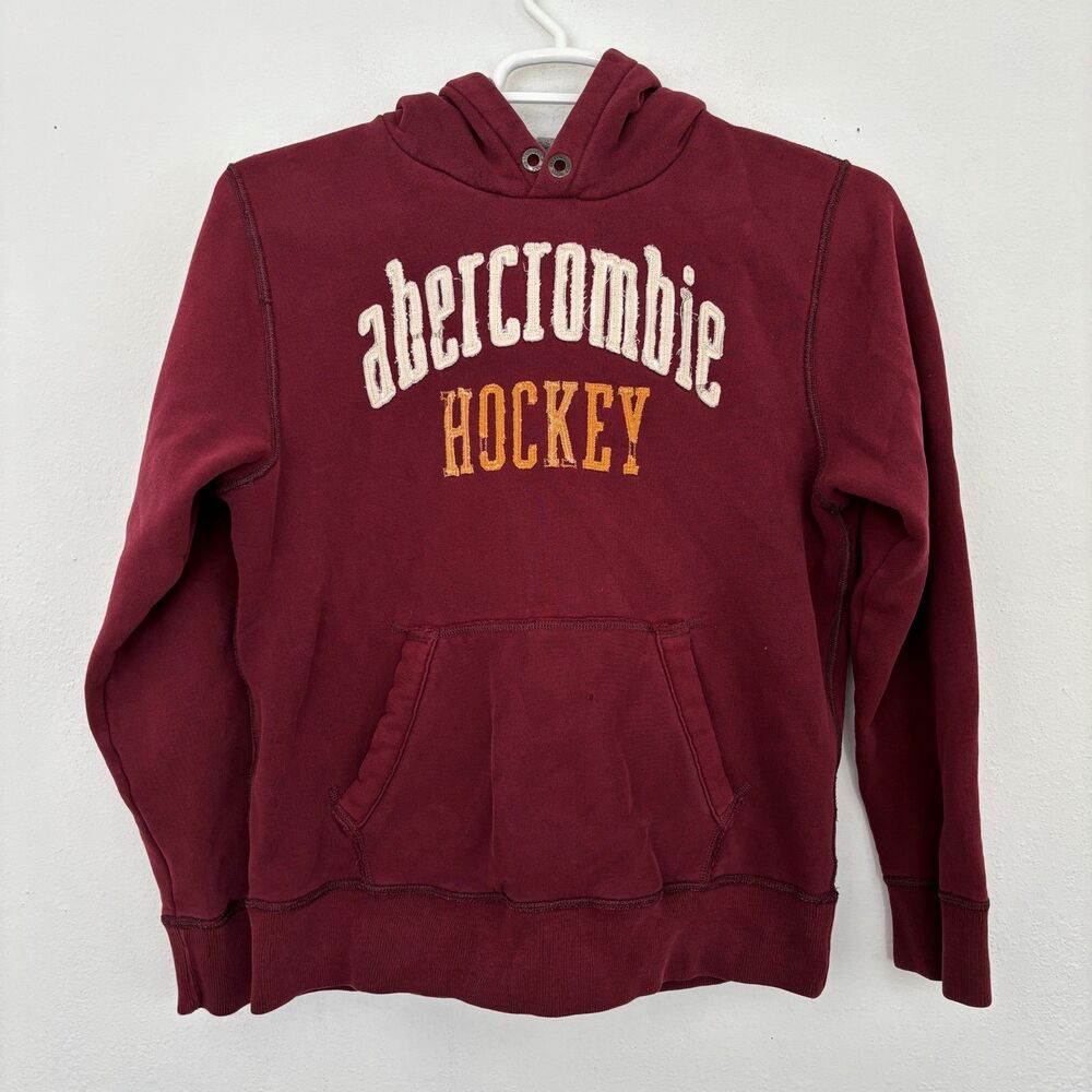 Abercrombie Fitch Mens Y2K Vintage Hoodie XL Puff Embroidery Outdoor Gorpcore